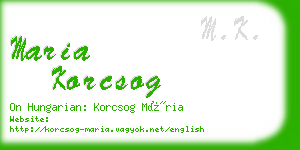 maria korcsog business card